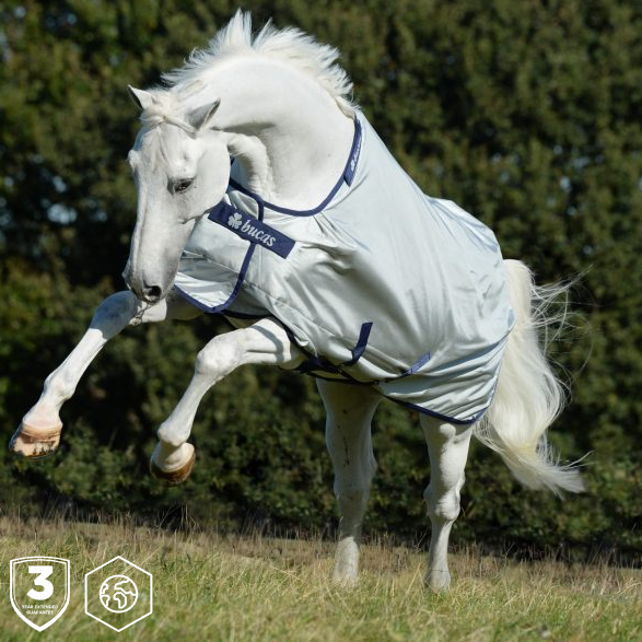 Bucas Power Turnout Light- Factory Seconds. Silver Turnout Rug with 0g insulation, waterproof & breathable ballistic nylon